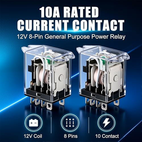 mxuteuk 2pcs DC 24V Coil Relay 8 Pin 10A DPDT LED Indicator Electromagnetic Power Relay General Purpose JQX-13F-DZ-DC24V - color: White-8Pin-10A&Terminals, size: DC 24V