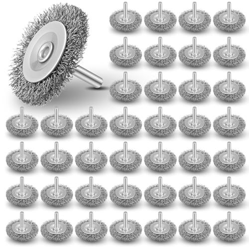 Moxweyeni 40 Pcs 2 Inch Wire Wheel Brushes for Drill Bits, 1/4 Inch Shank - size: 2 Inch