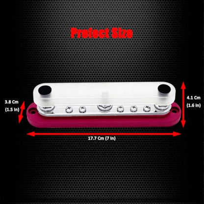 Ampper 3 x M8 Posts Power Distribution Block BusBar 10 M4 Screws, 7" Red - color: Red, size: 3M8+10M4