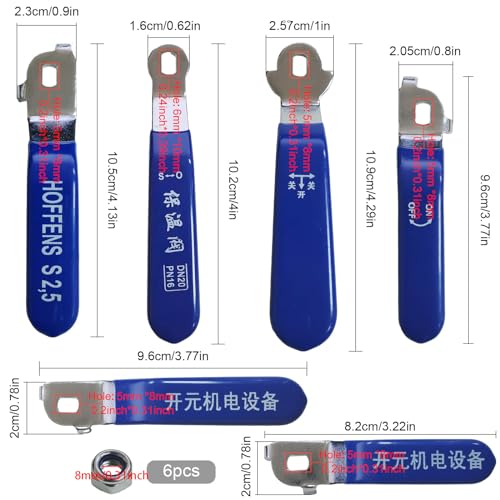 6Pcs Ball Valves Lever Handles, Quarter-Turn Spigot Handle with Hole