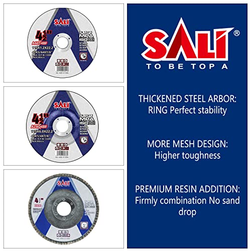 SALI 26pcs Grinding & Cutting Wheels 4.5" Set,Angle Grinder Wheel Set,20pcs Cut Off Wheels,3pcs Grinding Wheel,3pcs 4.5” Flap Discs, with 7/8" Arbor for Angle Grinder for Cutting Grinding