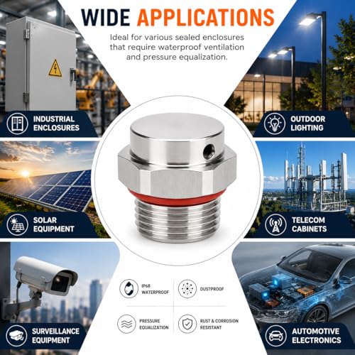 1/4 NPT Stainless Steel Waterproof Breather Valve – Pressure Relief & Ventilation for Hydraulic/Pneumatic Systems, Industrial Enclosures | Dustproof, Rustproof - size: 1/4" NPT Male