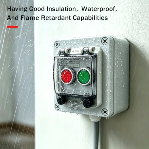 IP67 Waterproof 2-Button Control Box, Outdoor Industrial On/Off Start Stop Switch with Red/Green Momentary Push Buttons, Anti-Misoperation Protective Cover - color: Red/green button switch box