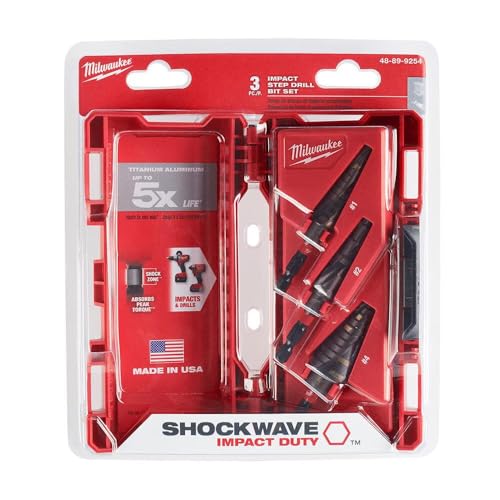 Milwaukee 48-89-9254 SHOCKWAVE High Speed Steel Impact Duty Step Bit 3 pc Set