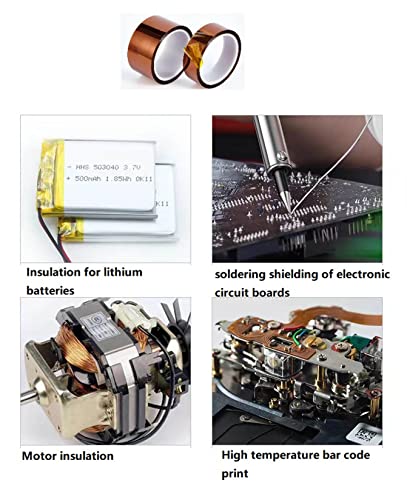 Hoerev 2 Rolls 3/4 Inch 19mm X 33m 108ft 3D Polyimide Heat Tape,Heat Resistant,Heat Transfer,Thermal,Sublimation,Heat Vinyl Press,No Residue,High Temperature Tape,Electronics,Soldering,Circuit Board - size: 3/4 Inch 19mm 2 rolls