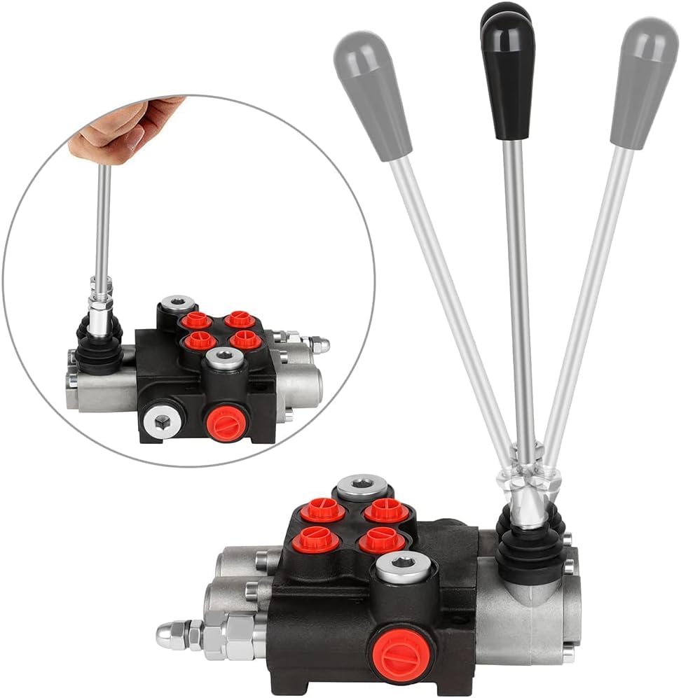 Hydraulic Flow Control Valve, 2 Spool 11 GPM G Ports Hydraulic Directional Control Valves Adjustable Relief Double Acting Parallel Center Tractor Loader W/Small Tractors/Tanks Loaders Log Splitters - size: 2 Spool 11 GPM