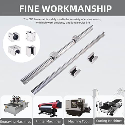 2Pcs Linear Rail 1800mm Linear Slide Rail with 2 Fully Supported Linear Rail and 4 SBR16UU Bearing Blocks CNC Kit, Linear Rails and Bearings Kit for Automated Machines(SBR16-1800mm) - size: 1800mm, style: SBR16