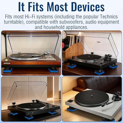 4 Pack Sound Isolation Pads 2 x 2 x 7/8 inches Designed for Turntables