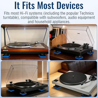 4 Pack Sound Isolation Pads 2 x 2 x 7/8 inches Designed for Turntables