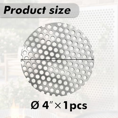 Perforated Stainless Steel Sheet, 0.2" Aperture (About 1/5",5mm), 304 Stainless Steel Mesh Panel, Flue Ventilation, Filtration, Speaker Grille(1Pcs 4'' Round) - color: 1Pcs 4'' Round