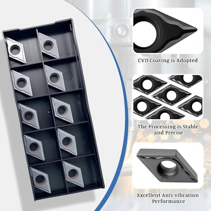 10Pcs DCMT11T304 DCMT32.51 Carbide Turning Inserts - size: DCMT32.51 DCMT11T304 10pcs
