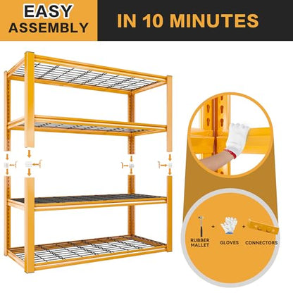 REIBII 40" W Yellow Garage Shelving with Double-Layer Frames for Homeowners - color: Orange