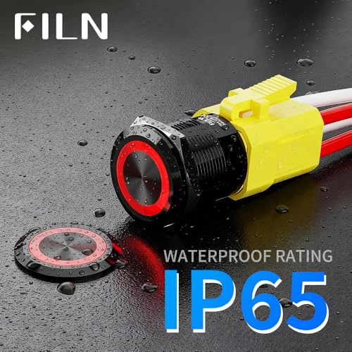 2PCS 22mm 20A Momentary Push Button Switch 12-24V DC with Harness - color: Yellow-Momentary