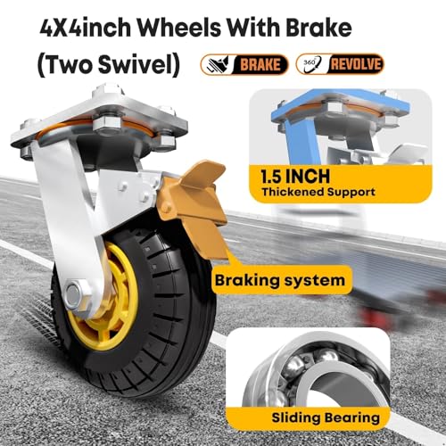 Lomive Heavy Duty Platform Truck Flat Moving Cart Hand Trucks, 1500Lbs Steel Push Cart Dolly, 30 x 19in Large Flatbed with 4'' 360 Degree Swivel Wheels for Easy Storage - size: 30" L X 19" W