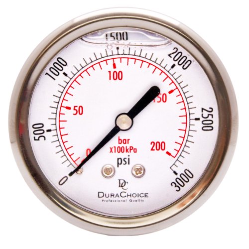 2-1/2" Oil Filled Pressure Gauge, Stainless Case, 1/4" NPT, 0-3,000 PSI - size: [0-3,000 PSI]