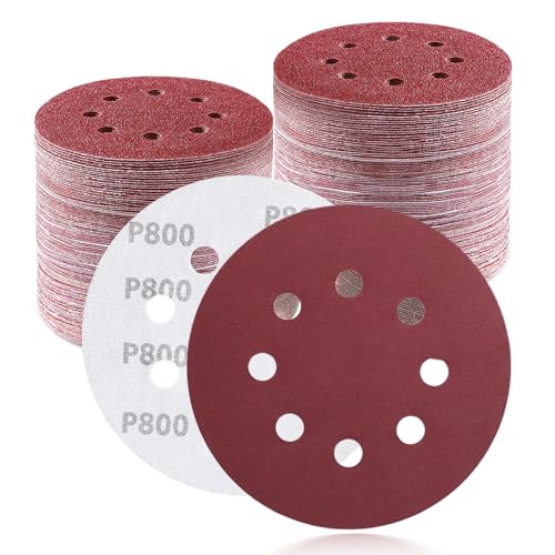 100Pcs 5 Inch Sanding Discs 800 Grit, Round Hook and Loop Sandpaper for Random Orbital Sander Pads(800 Grit) - style: 800G 100pcs