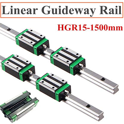 Linear Guide Rail 2 X HGR 15-1500mm Linear Slide Rail + 4 X Bearing Blocks Linear Guideway Rail for DIY CNC Routers Lathes Mills - size: 1500mm, style: Linear Rail HGR15 with Green Bearings