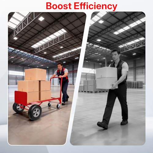 NORTHSKY 2-in-1 Convertible Hand Truck & Platform Cart, 990 lbs Heavy Duty Folding Dolly with 10" Solid Rubber Wheels, Steel Frame Hand Truck Dolly for Moving, Warehouses, Garages – Beveled Nose Plate