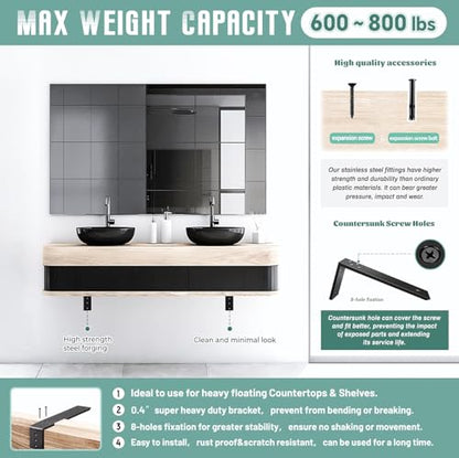 Countertop Support Brackets 3 Pack L Bracket Countertop Brackets 14" x 6" x 2.5" Heavy Duty 3/8" Thick Shelf Brackets Metal Corbels L Shape Bracket for Wood Shelf/Quartz/Granite/Concret Countertops - size: 14 Inch, style: Black-3 Pack