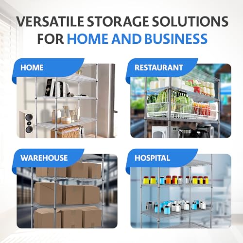 4000 LBS Heavy Duty Wire Rack, 48 x 24 x 76, 5-Tier NSF Commercial Rolling Rack with 4" Industrial Casters, Chrome Metal Wire Shelving for Garage, Kitchen, Adjustable Storage Shelf, Crescent