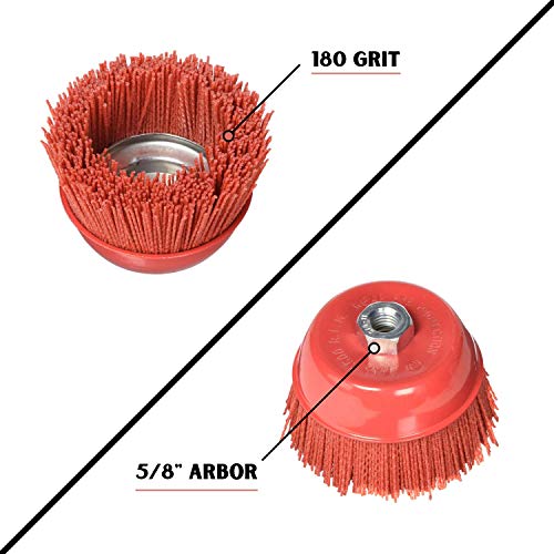 Al's Liner Abrasive 180 Grit Nylon Bristle Cup Brush - 6 Inch - Safe for Use on Metal, Wood, Aluminum and Plastic Surfaces (TOOR6) - size: 6"