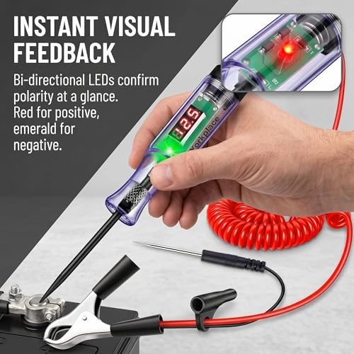 Automotive Circuit Tester with 3-120V LED Voltmeter, Car Test Light Dual Polarity Indicator & Long Probe, Fuse Checker RV Marine Tool - size: 3-120V