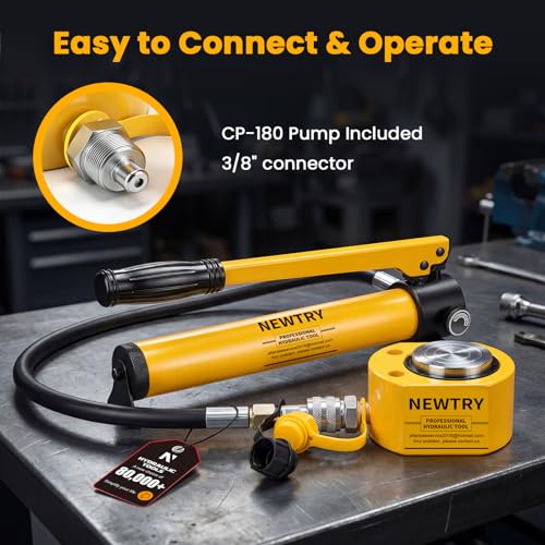 NEWTRY 5T Low Profile Hydraulic Ram Jack Kit with CP-180 Manual Pump - size: 5T Hydraulic Jack + cp-180 pump