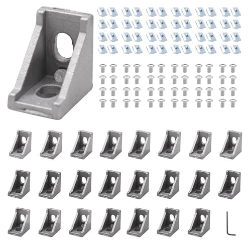 24pcs 2020 Aluminum Extrusion Corner Bracket Silver with Screws - color: Silver, size: 20-Corner Normal