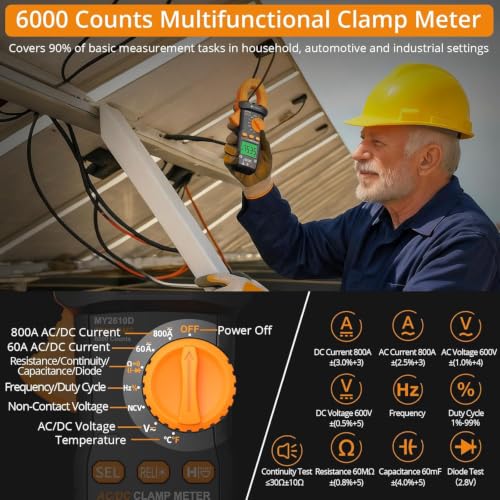 Neoteck Clamp Meter 6000 Counts Clamp Multimeter 800A AC/DC Current Voltage