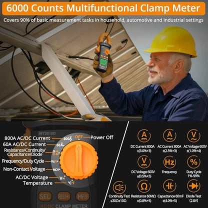 Neoteck Clamp Meter 6000 Counts Clamp Multimeter 800A AC/DC Current Voltage