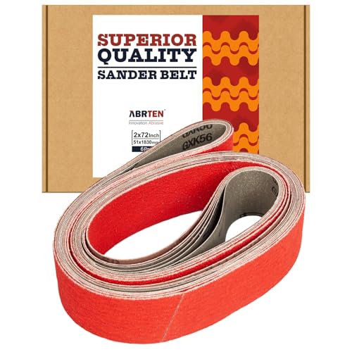 2 x 72 Inch Sanding Belts, Ceramic & Aluminum Oxide, 6 Pack - size: 2x72 inch