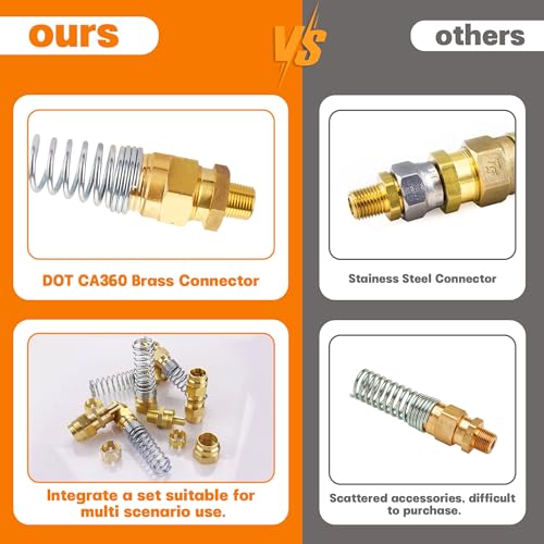 50PCS Brass DOT Air Brake Hose End Fitting Assortment Kit for Replacement - style: 50PCS