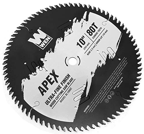 WEN BL1080C Apex 10-Inch 80-Tooth Carbide-Tipped Ultra-Fine-Finish Industrial-Grade Woodworking Saw Blade with Cool-Cut Coating, Black - style: Premium