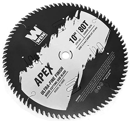 WEN BL1080C Apex 10-Inch 80-Tooth Carbide-Tipped Ultra-Fine-Finish Industrial-Grade Woodworking Saw Blade with Cool-Cut Coating, Black - style: Premium