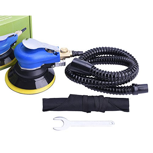 5" Professional Orbital Sander, Dual Action Palm Sander for Auto Body Work, Hook and Loop Vacuum System - color: Blue, size: 5 inch with dust collection