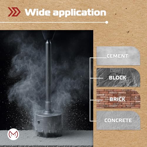 10PCS Concrete Hole Saw Kit with 3 Drill Bits and SDS Plus & Max Shank, Masonry Hole Saw Kit Size 30, 40, 65, 80, 100 MM for Brick, Block, Concrete Drilling.
