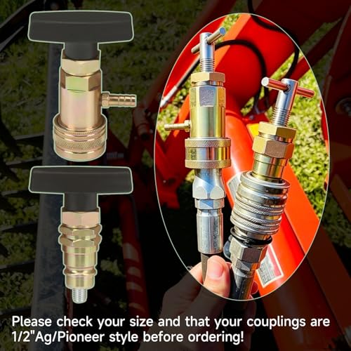 1/2" Hydraulic Quick Coupler Pressure Relief Tool, ISO 7241-A Ag/Pioneer Style Poppet Decompression Release Tool for John Deere, Kubota Compact Tractors and Farm Equipment