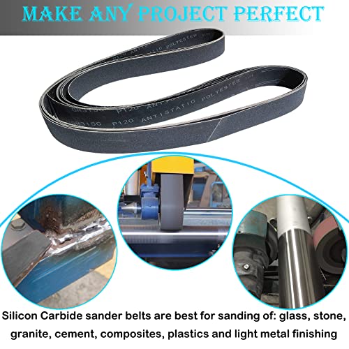 12 PCS 2 x 72 Inch Silicon Carbide Sanding Belts Assortment- 80, 120, 240, 400, 800, 1000 Grits Premium Sander Belts For Knife Sharpening and Metalworking - size: 2 x 72