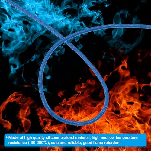 PATIKIL 9.8Ft 14AWG Electronic Wire, -30 to 200 Degrees Celsius Insulated High Temperature Resistant Electrical Flexible Silicone Cable for Lamp Boiler Heater, Blue - color: Blue, size: 14AWG