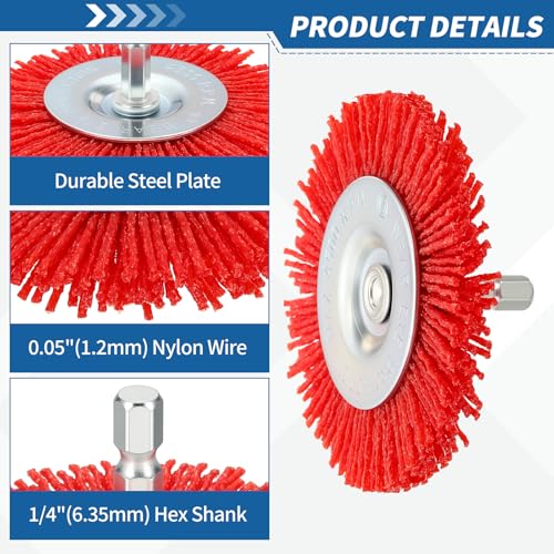 9Pack Wire Brush for Drill Set with 1/4" Hex Shank