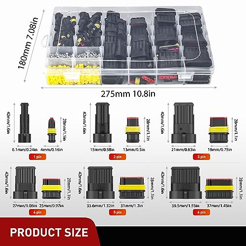Nilight 622PCS 1 2 3 4 5 6 Pin Electrical Connector ‎Plug and Play 43 Sets - size: 1-6Pin Connector 622Pcs