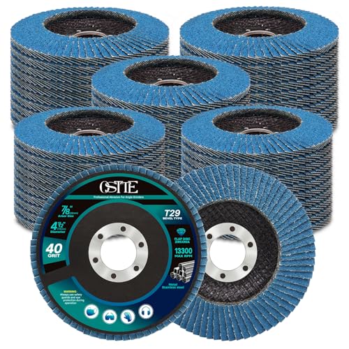 50 Pack Flap Discs 4-1/2" for Angle Grinder, 7/8" Arbor