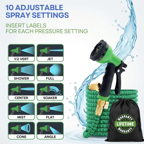 J&B XpandaHose 75ft Expandable Garden Hose, Lightweight, Brass Connectors - color: Green/Black, size: 75ft