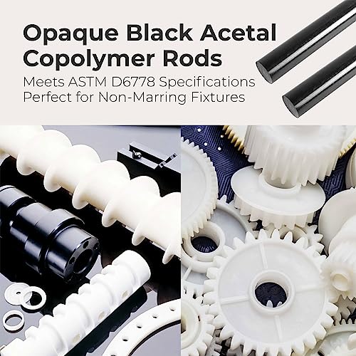 Calvana (2 Pack) Round Acetal Copolymer Rods - Standard Tolerance 1-Inch Diameter and 12-Inch Length Opaque White Acetal Copolymer Rods Meets ASTM D6778 Specifications Perfect for Non-Marring Fixtures - color: White, size: 1" x 12"
