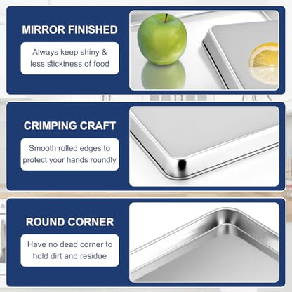 P&P CHEF Baking Sheet Pan, Stainless Steel Cookie Sheet, 10.5 Inch & 2 Pcs - size: 10.5 Inch