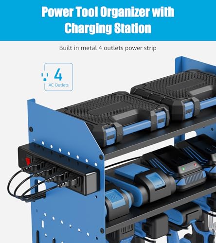 CCCEI Modular Power Tool Organizer Wall Mount with Charging, Blue, 1 Pack - color: Blue