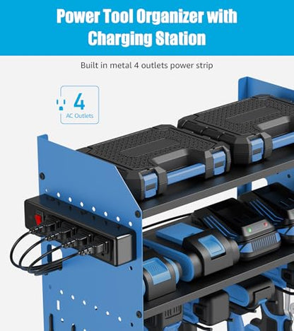 CCCEI Modular Power Tool Organizer Wall Mount with Charging, Blue, 1 Pack - color: Blue