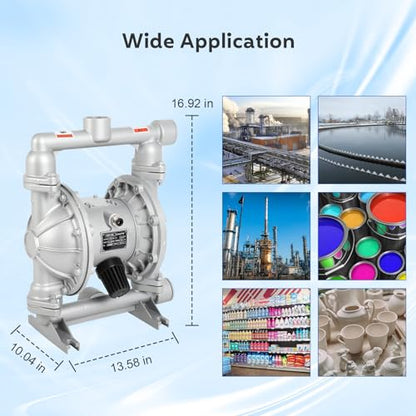 Air Diaphragm Pump 1-1/2" Outlet Chemical Transfer Pump Industrial - color: Silver, size: 1-1/2 inch