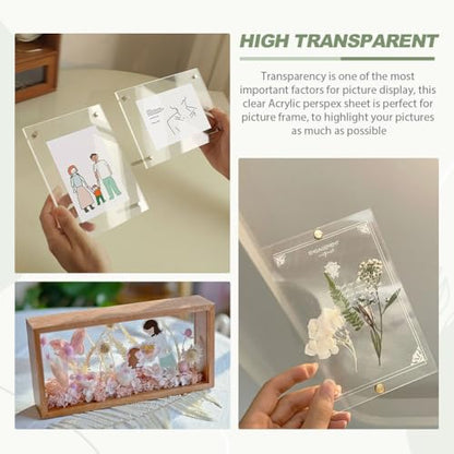 10pcs Clear Acrylic Perspex Sheets, Transparent Acrylic Sheet, 1mm Thick 10 x 15cm Acrylics Plastic Sheet for Craft Projects, DIY Display,Replacement Picture Frame Glass Painting