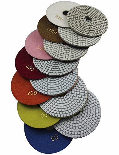 7 Step 7" Wet Diamond Polishing Pads Abrasive Set, Great for Granite Travertine Marble Stone - size: 7 Inch